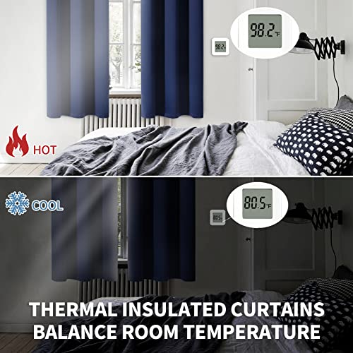 Short Blackout Curtains 45" Length - Thermal Rod Pocket Drapes, 2 Panels