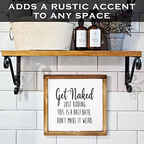 Get Naked Bathroom Wall Sign, 12x12 Inch Rustic Farmhouse Decor