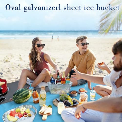Galvanized Beverage Tubs - 4 Pack, 3 Gallon Ice Buckets for Parties & Drinks