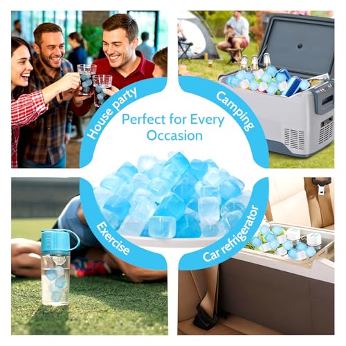 Blue Reusable Ice Cubes 80 Pack - Fast Freeze & No Dilution - JueYiWFZH