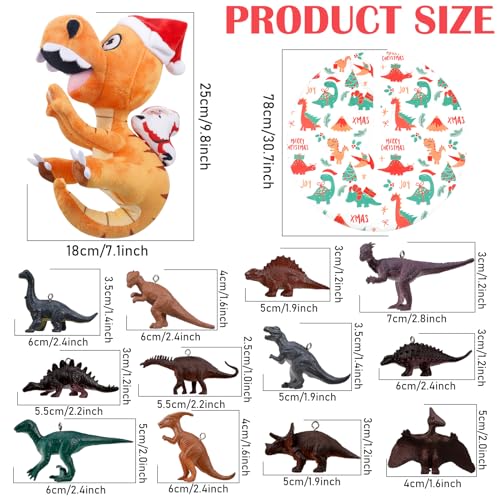 Leyndo Christmas Dinosaur Tree Topper Ornaments & Tree Skirt Set