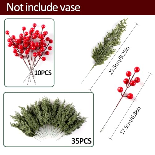 45 Pcs Christmas Cedar Picks 10.5" with Red Berry - Style 2# by 5th LILY