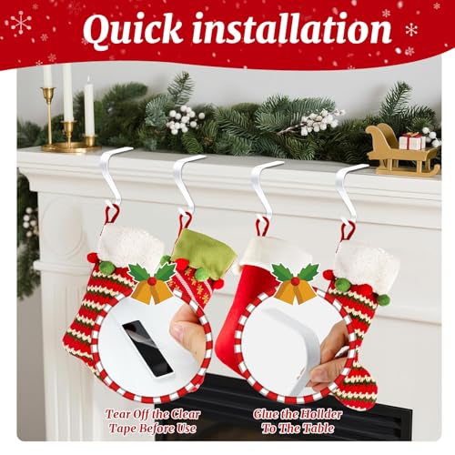 Non-Slip Christmas Stocking Holders for Mantel - Set of 4 Heavy Duty Hooks