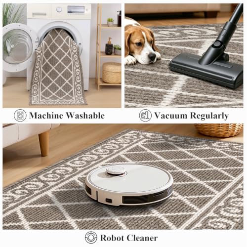 2-Piece Kitchen Rug and Runner Set, Non-Slip Washable Farmhouse Floor Mats
