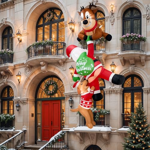 8FT Outdoor Christmas Inflatable Santa Reindeer Dog Yard Decor
