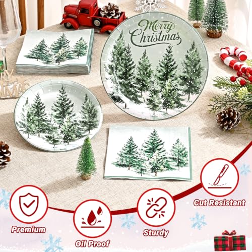 Christmas Disposable Paper Plates & Napkins Set - Heavy Duty Holiday Partyware