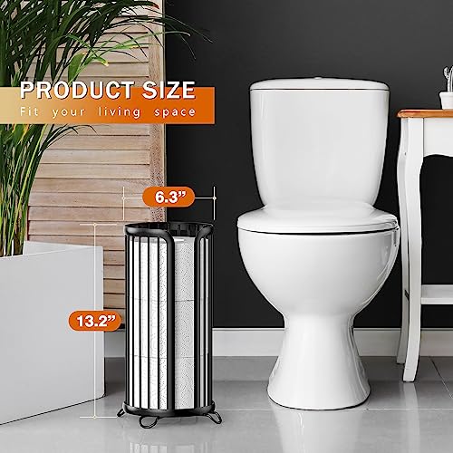 Freestanding Toilet Paper Holder Stand - Rustproof Steel Storage for 3 Rolls