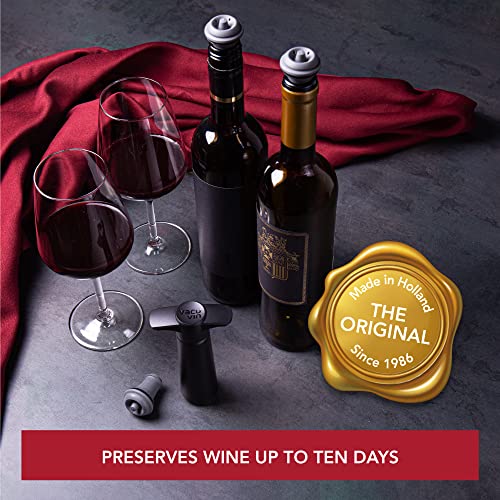 Vacuum Wine Saver Pump with 2 Reusable Bottle Stoppers - Black Wine Preserver