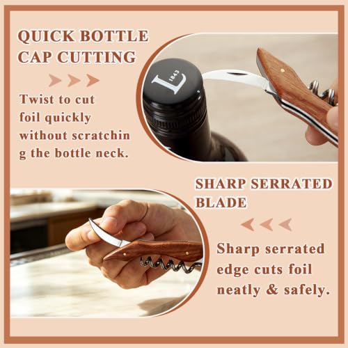 Berglander Waiter Corkscrew Wine Opener with Foil Cutter & Wood Handle - Professional Bar Tool