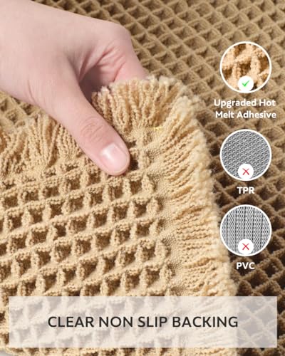 tchdio Waffle Bath Mat Non Slip Absorbent Bathroom Rug, 17" x 24" Brown