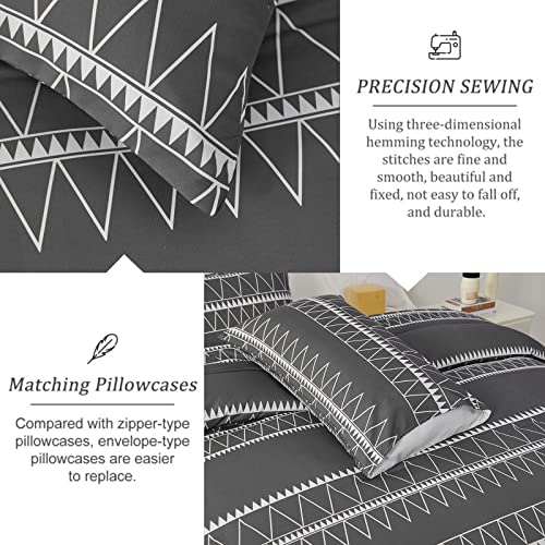 Dark Grey Reversible Comforter Set King - 3 Pieces, Lightweight Microfiber