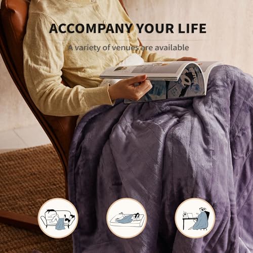 Electric Heated Blanket 50"x60" with 5 Heat Levels - Purple