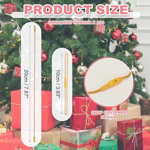 PATIKIL 200Pcs Christmas Ornament Hooks with Snap Lock - Dark Yellow