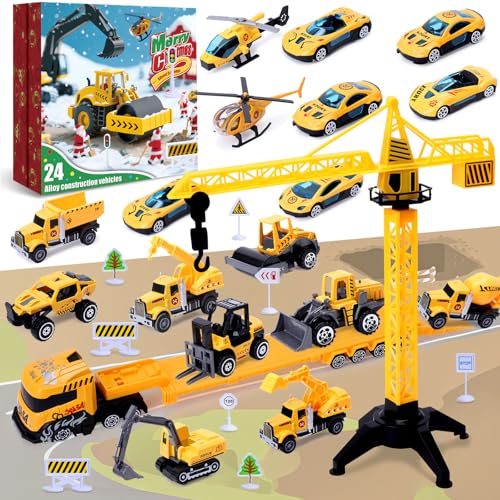 Construction Vehicle Advent Calendar for Kids - 24 Days Building Toys for Boys & Girls