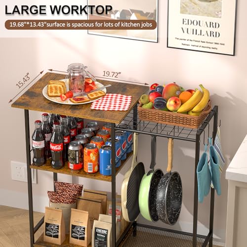 5-Tier Kitchen Baker's Rack with Microwave Stand and Storage Hooks