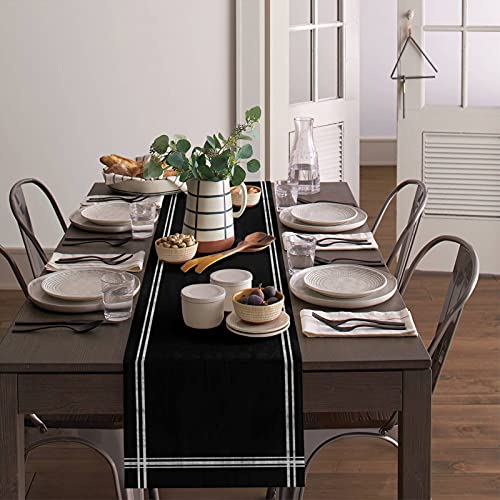 Smile Sunflower 18x72 Black Table Runner – Dresser Scarves, Washable Non-Slip
