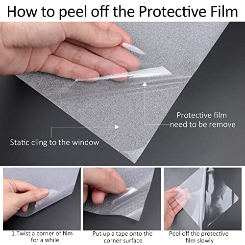 Frosted Glass Window Privacy Film - Static Cling UV Blocking 17.5 in x 6.5 ft