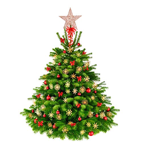 Glittering Iron Christmas Tree Star Topper - 20cm Festive Holiday Decor