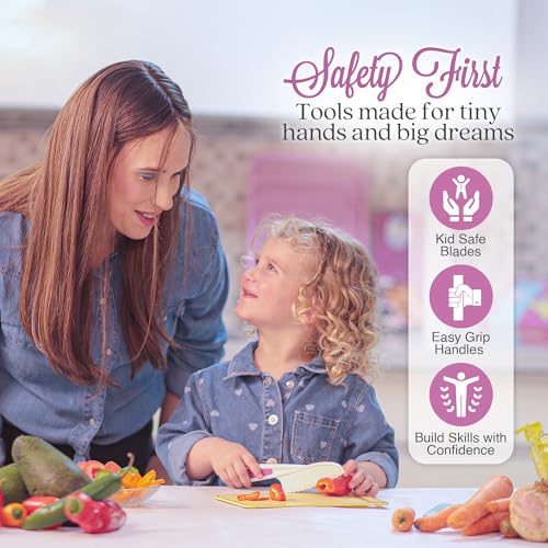 Kids Baking Set with Kid Safe Knives, Nonstick Pans & Cooking Utensils