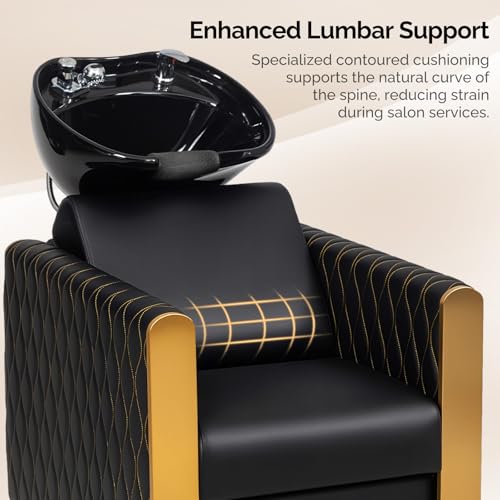 Professional Shampoo Bowl and Chair Set with Tilting Ceramic Basin