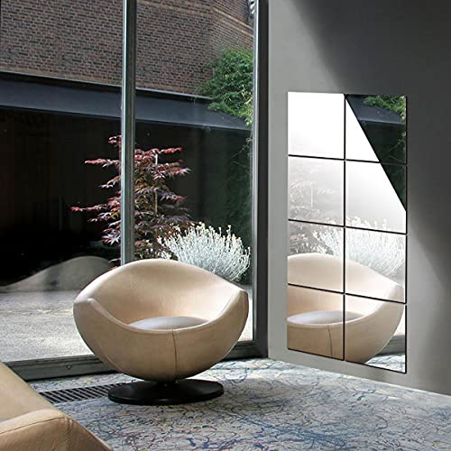10-Piece Self-Adhesive Flexible Mirror Tiles, 8x10 Inch Wall Stickers