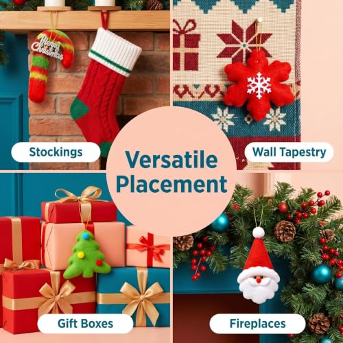 6-Piece Felt Christmas Ornaments Bulky Bulk Set – Snowman, Santa, Tree, Reindeer