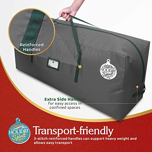 HOLIDAY SPIRIT 7.5ft Waterproof Christmas Tree Storage Bag with Reinforced Handles – Charcoal