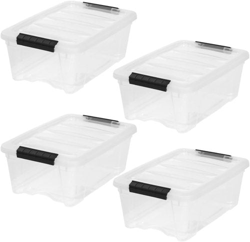 IRIS USA Storage Bins - 4-Pack Stackable 13 Quart Lids | Durable BPA-Free Organizing Solution
