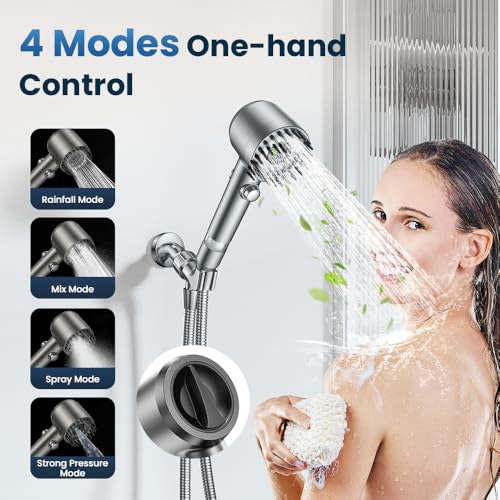Filtered Handheld Shower Head with High Pressure Hose & Power Wash Mode