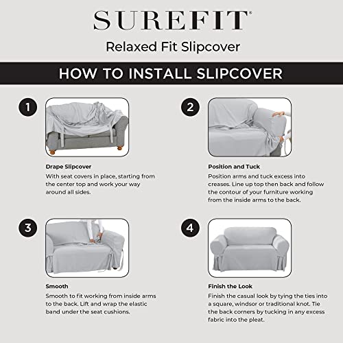 Cotton Loveseat Slipcover - Gray, Machine Washable, Fits 58-73 Inch Sofas