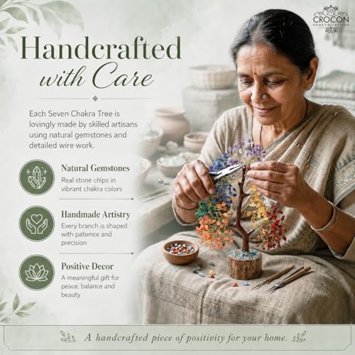 7 Chakra Crystal Tree of Life | Healing Gemstone Decor 10-12 Inch