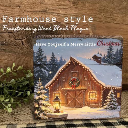 Christmas Barn Rustic Farmhouse Winter Wood Desk Sign Decor - Have Yourself a Merry Little Christmas (SOW27) - SunyJone