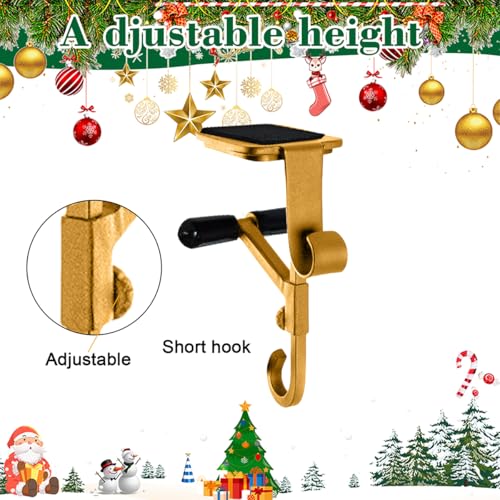 Adjustable Fireplace Stocking and Garland Hanger, 3-Pack Gold Metal Hooks