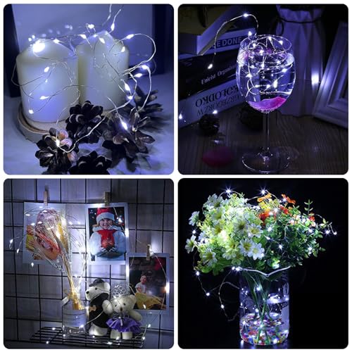 50 Pack White Fairy Lights Battery Operated 7ft 20 LED for Mason Jars & Centerpieces (50, White) Chzk