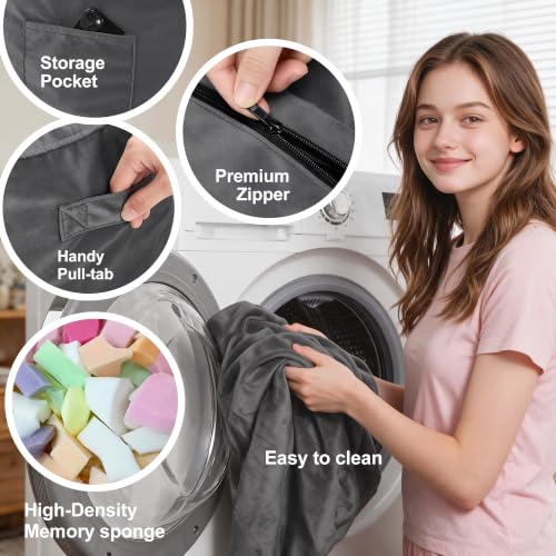 6ft Memory Foam Bean Bag Chair with Washable Velvet Cover and Handle
