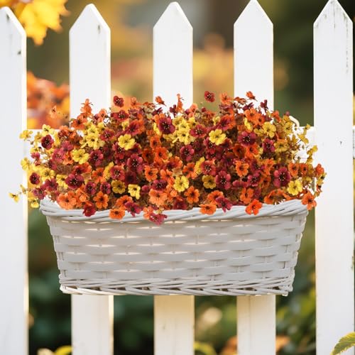 Artificial Fall Flowers Outdoor UV Resistant - 12 Bundles Faux Silk Daisies