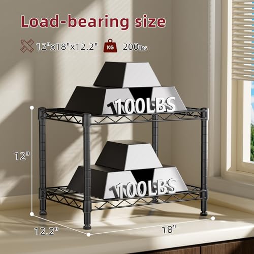 Small 2-Tier Metal Wire Standing Shelf Floor Organizer Rack