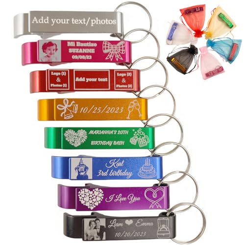 100pcs Personalized Custom Bottle Opener Keychain for Weddings & Parties