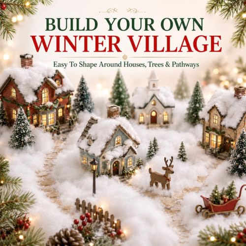 Artificial Snow Fluff 7 oz - Fluffy White Fake Snow Cotton for Christmas Decor