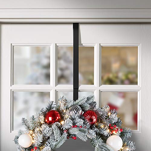 Adjustable Over the Door Wreath Hanger - Matte Black Heavy Duty Metal