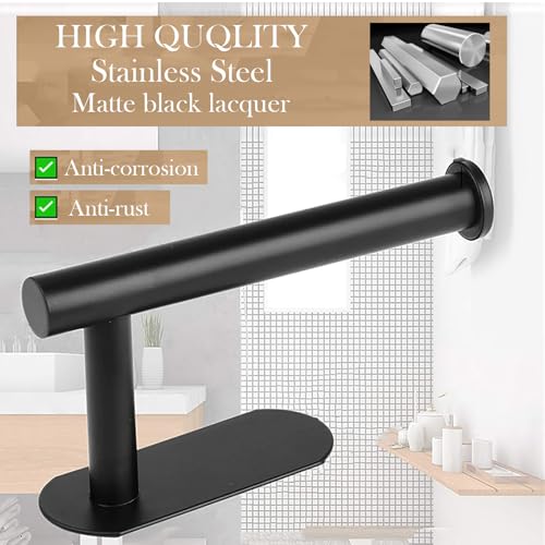 JOPOFI Matte Black Adhesive Toilet Paper Holder - Stainless Steel Wall Mount