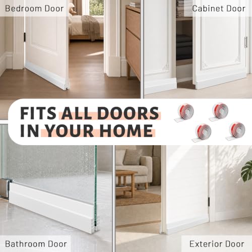 Self-Adhesive Silicone Door Draft Stopper 4-Pack - 2" x 39" Door Sweep