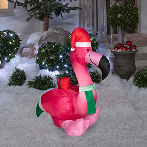Gemmy 3.5ft Inflatable Flamingo Christmas Decor - Air Blown Outdoor Holiday Ornament