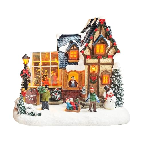 Lighted Musical Christmas Village Shop - LED Holiday Building Decor