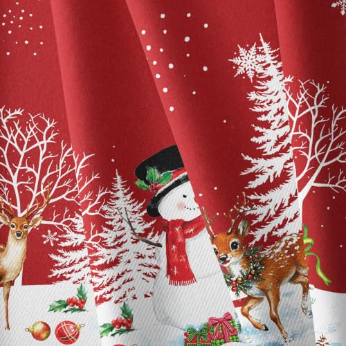 Yighty 70x70 Inch Red Snowman Christmas Tablecloth Waterproof Durable Holiday Decor