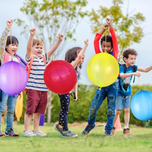 LEEZZIZZ 30Pcs Thickened Neon Punch Balloons with Rubber Band Handles