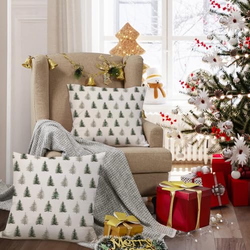 RABUSOFA Green Christmas Tree Pillow Covers 20x20in Set of 2 - 100% Polyester