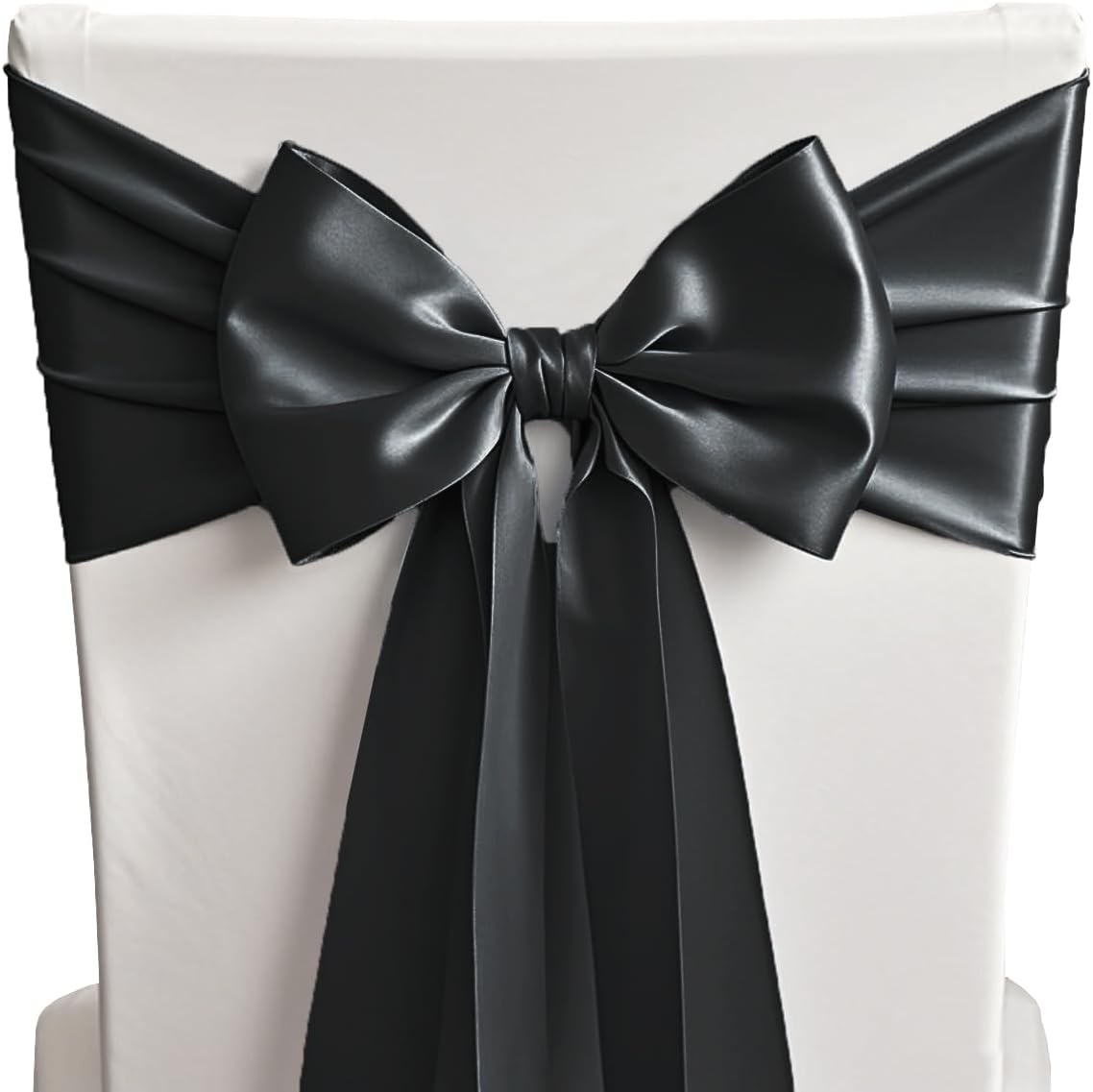 Regine Switzerland Black Satin Chair Sashes - 50 Pack, 7x108 Inches for Weddings & Parties