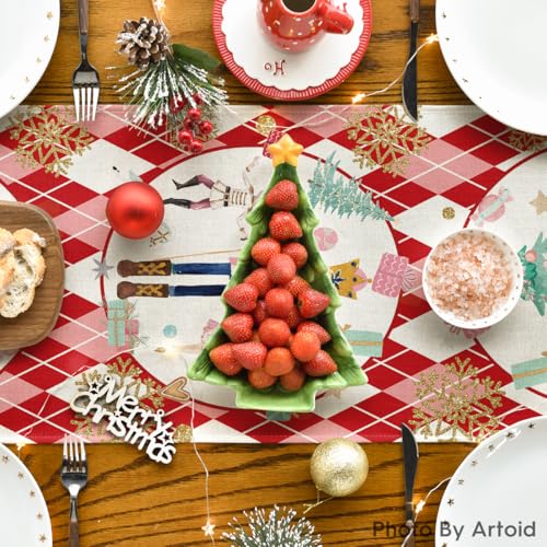 Artoid Mode Nutcracker Table Runner 13 x 108 in Red for Christmas & Holiday Decor