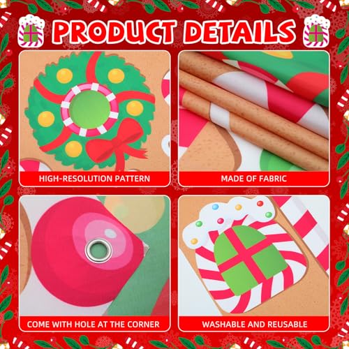 HunnmingRe Classic Style 3-Piece Christmas Gingerbread Door Banner 71 Inch Outdoor Holiday Decor